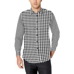 Black and White Houndstooth Men's All Over Print Casual Dress Shirt (Model T61)