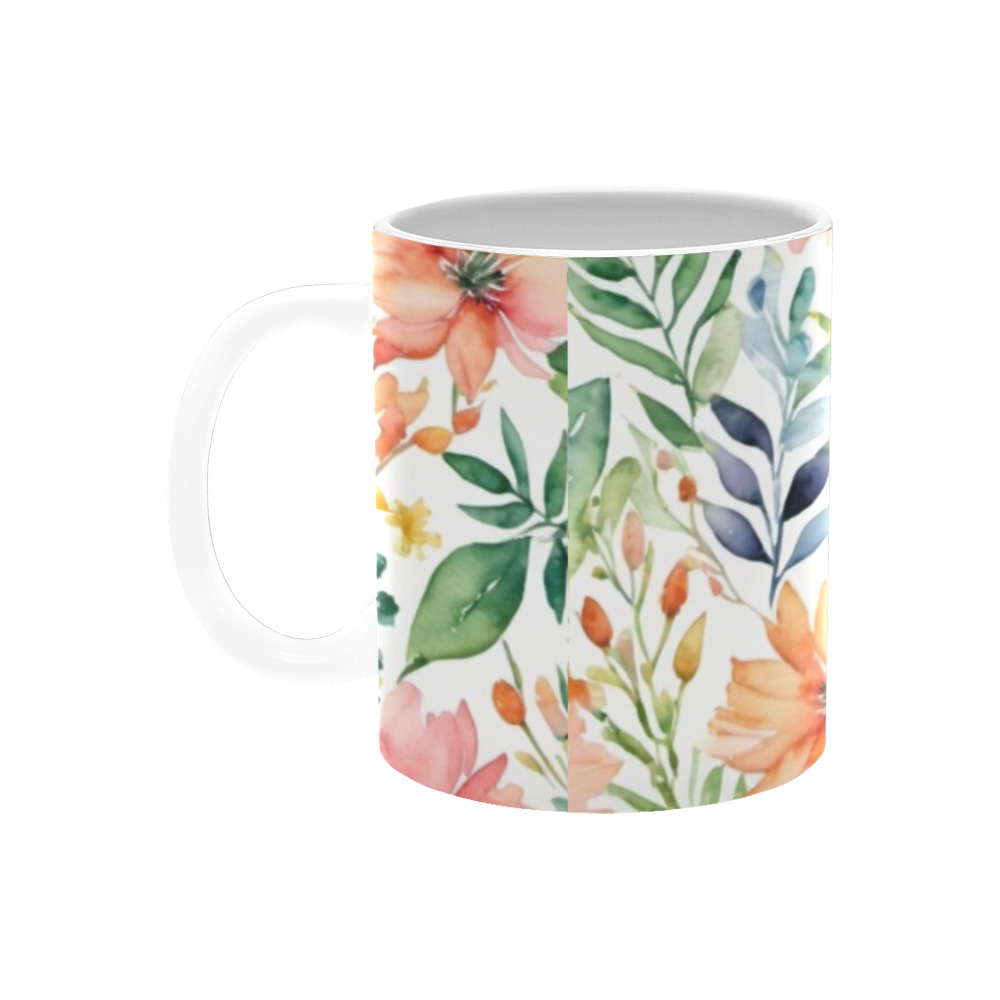 watercolor spring flowers pattern White Mug(11OZ)