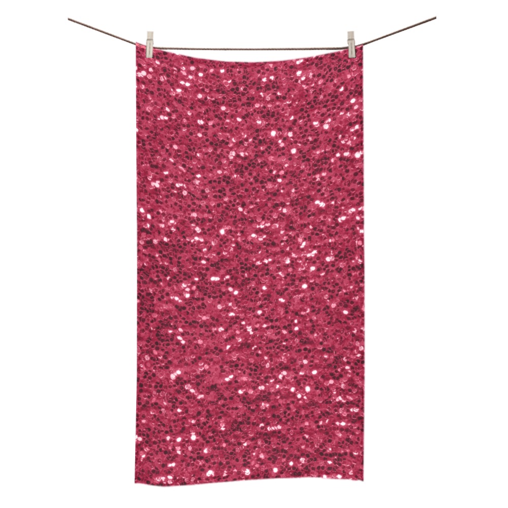 Magenta dark pink red faux sparkles glitter Bath Towel 30"x56"