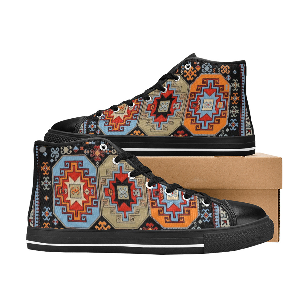 Folk Art Men’s Classic High Top Canvas Shoes (Model 017)