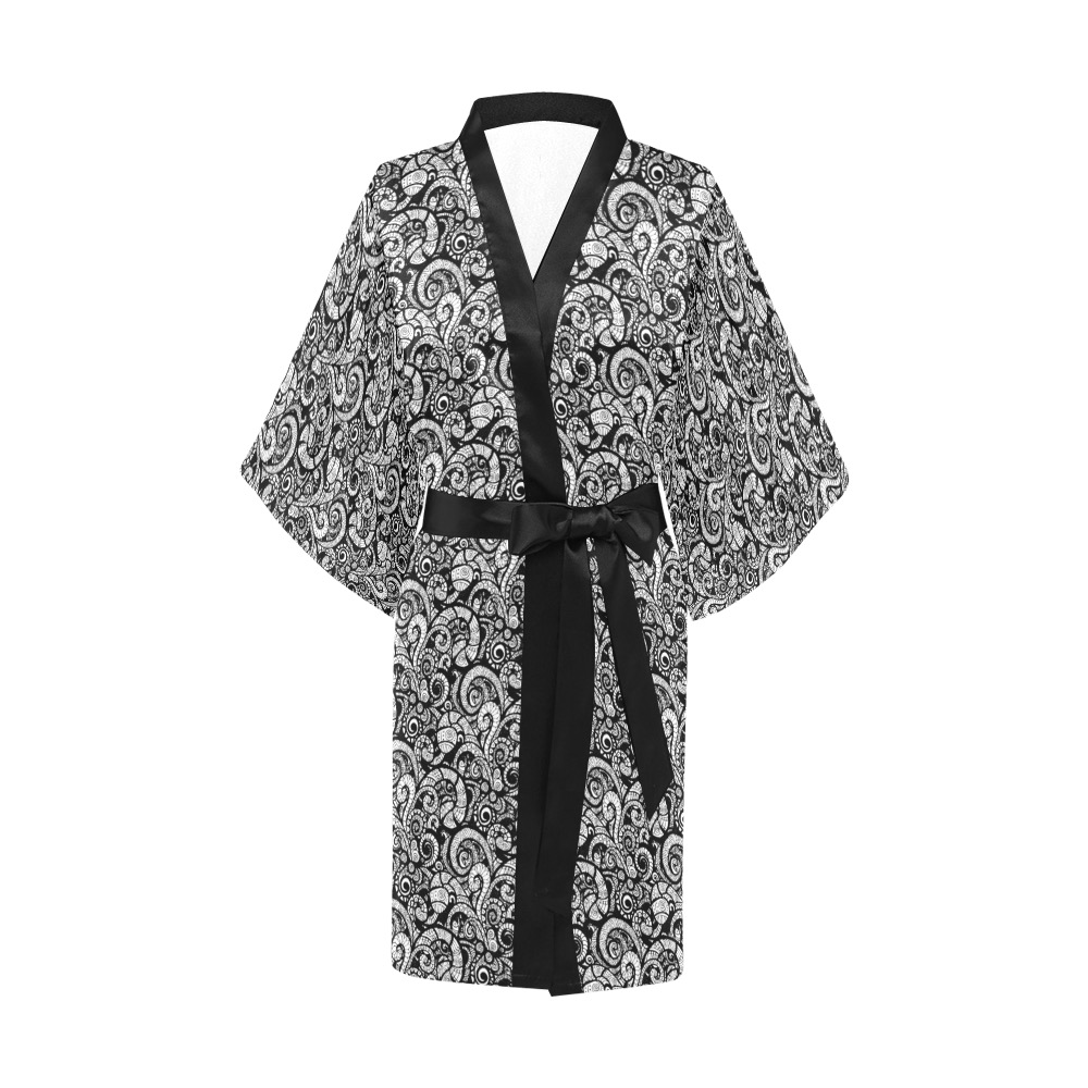 Let Your Spirit Wander in Black Kimono Robe