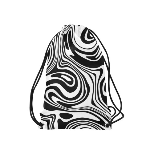 Black and White Marble Small Drawstring Bag Model 1604 (Twin Sides) 11"(W) * 17.7"(H)