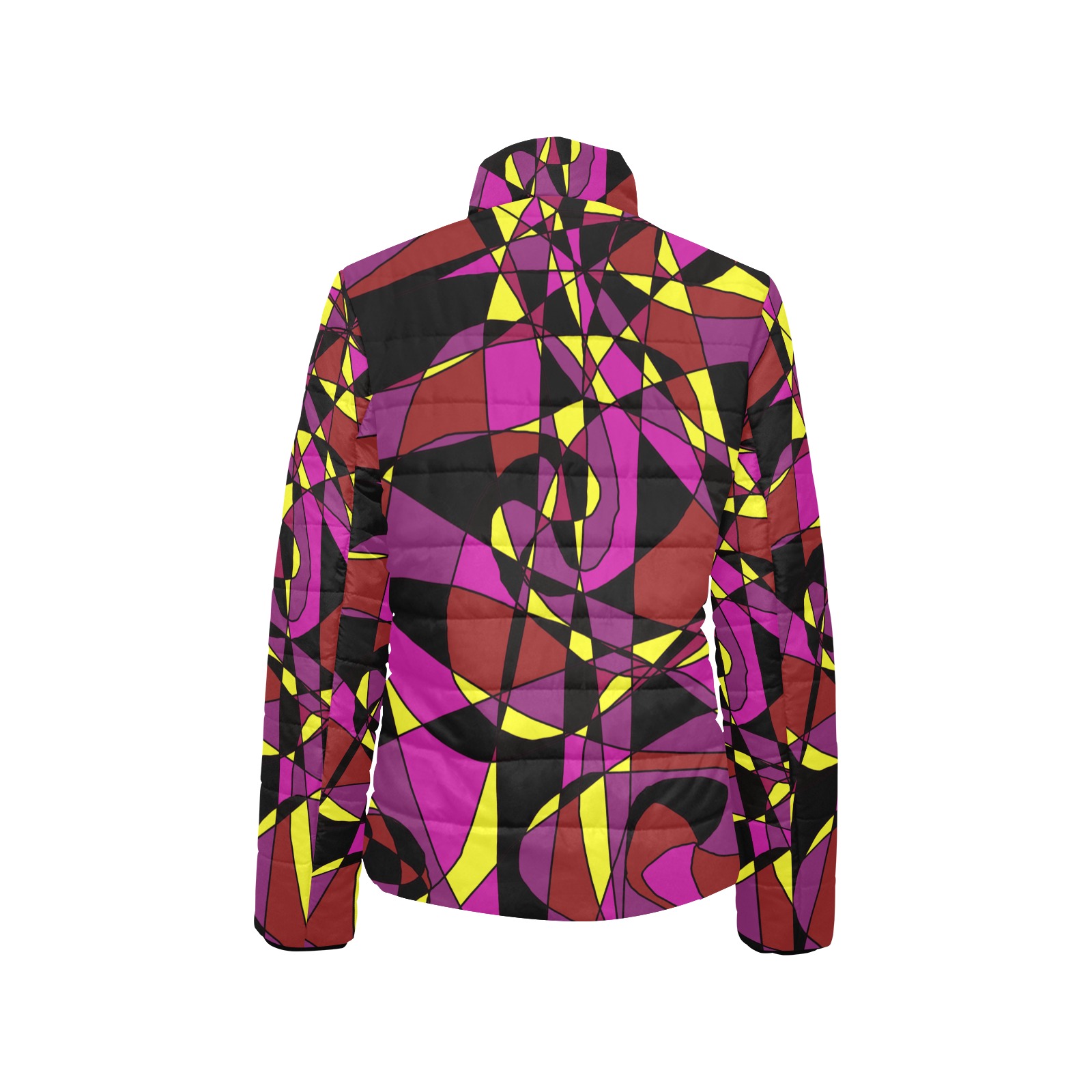 Multicolor Abstract Design S2020 Women's Stand Collar Padded Jacket (Model H41)