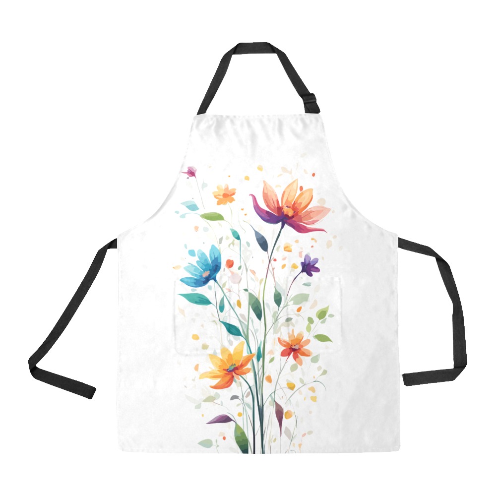 Beautiful summer flowers delicate colorful art. All Over Print Apron