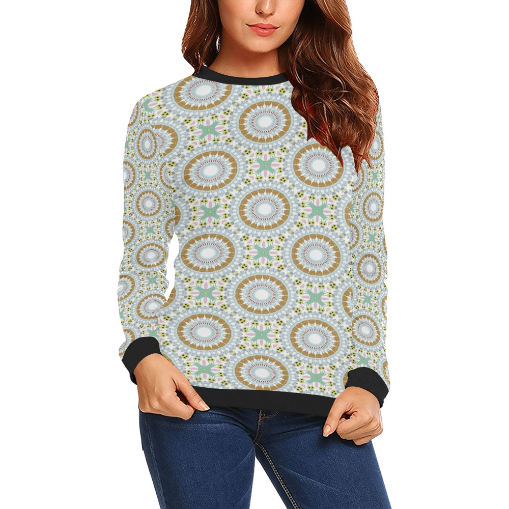 Mandal geometry All Over Print Crewneck Sweatshirt for Women (Model H18)
