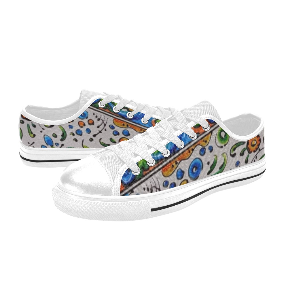 Floral Women's Classic Canvas Shoes (Model 018)