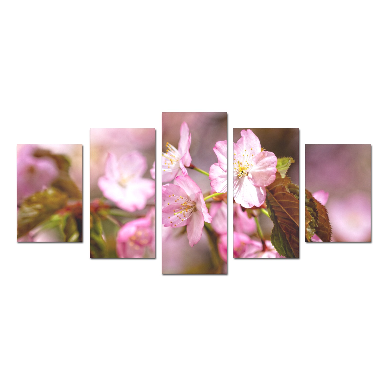 The festival of pink sakura cherry blossoms. Canvas Print Sets D (No Frame)