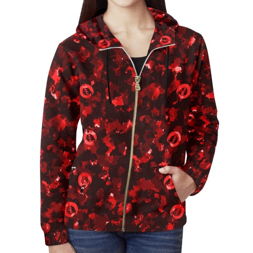 New Project (2) (2) All Over Print Full Zip Hoodie for Women (Model H14)