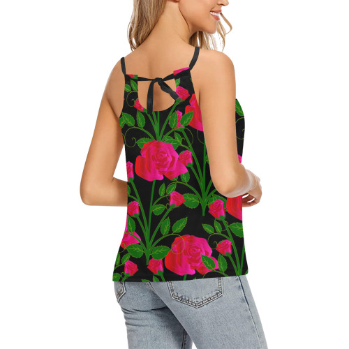 roses at night Loose Fit Halter Neck Top (Model T68)