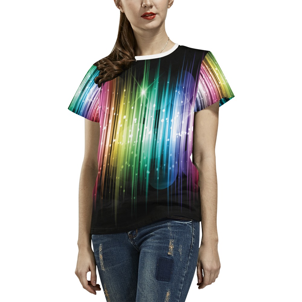 Abstract rainbow pattern All Over Print T-Shirt for Women (USA Size) (Model T40)