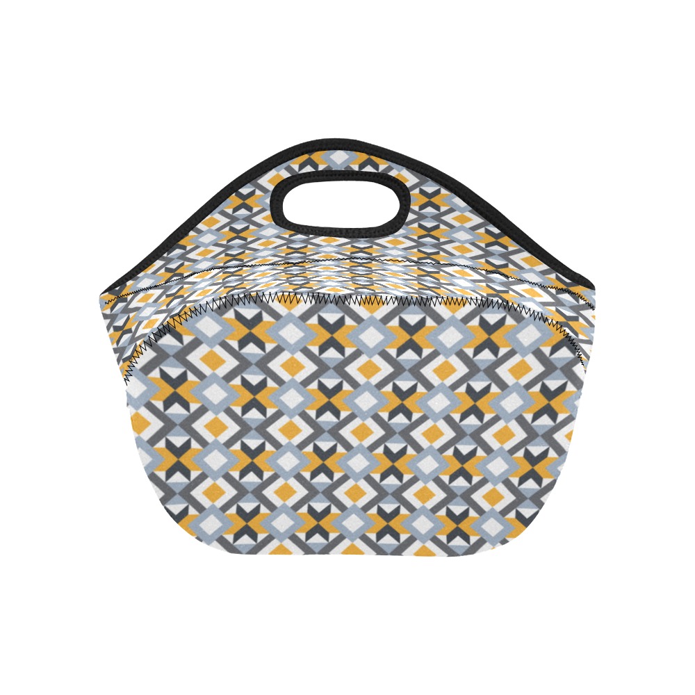 Retro Angles Abstract Geometric Pattern Neoprene Lunch Bag/Small (Model 1669)