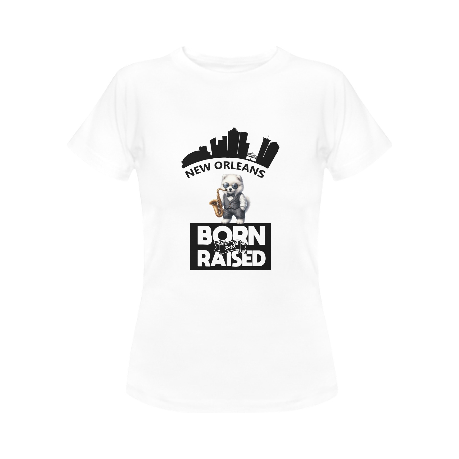 Jazz Bichon Frise New Orleans Born And Raised Women's T-Shirt in USA Size (Front Printing Only)