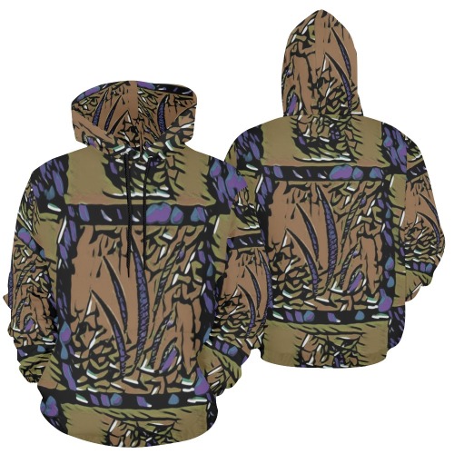 Graffiti Patch Beige All Over Print Hoodie for Men (USA Size) (Model H13)