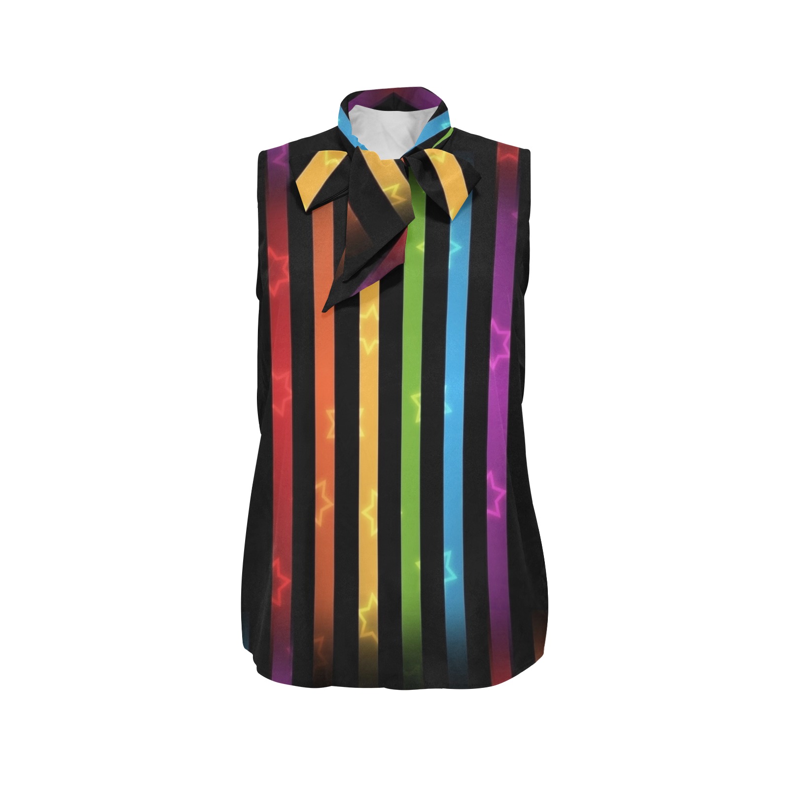 Pride 2022 by Nico Bielow Women's Bow Tie V-Neck Sleeveless Shirt (Model T69)