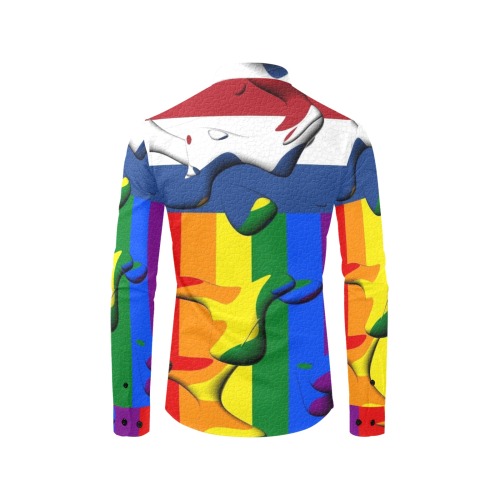 Netherland Pride Flag Pop Art by Nico Bielow Men's All Over Print Casual Dress Shirt (Model T61)