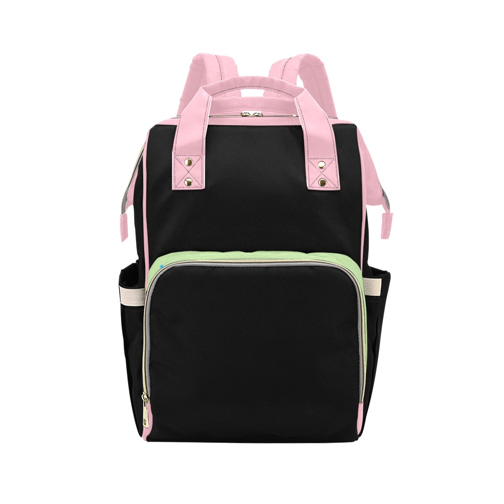 Pink and Green Multi-Function Diaper Backpack/Diaper Bag (Model 1688)