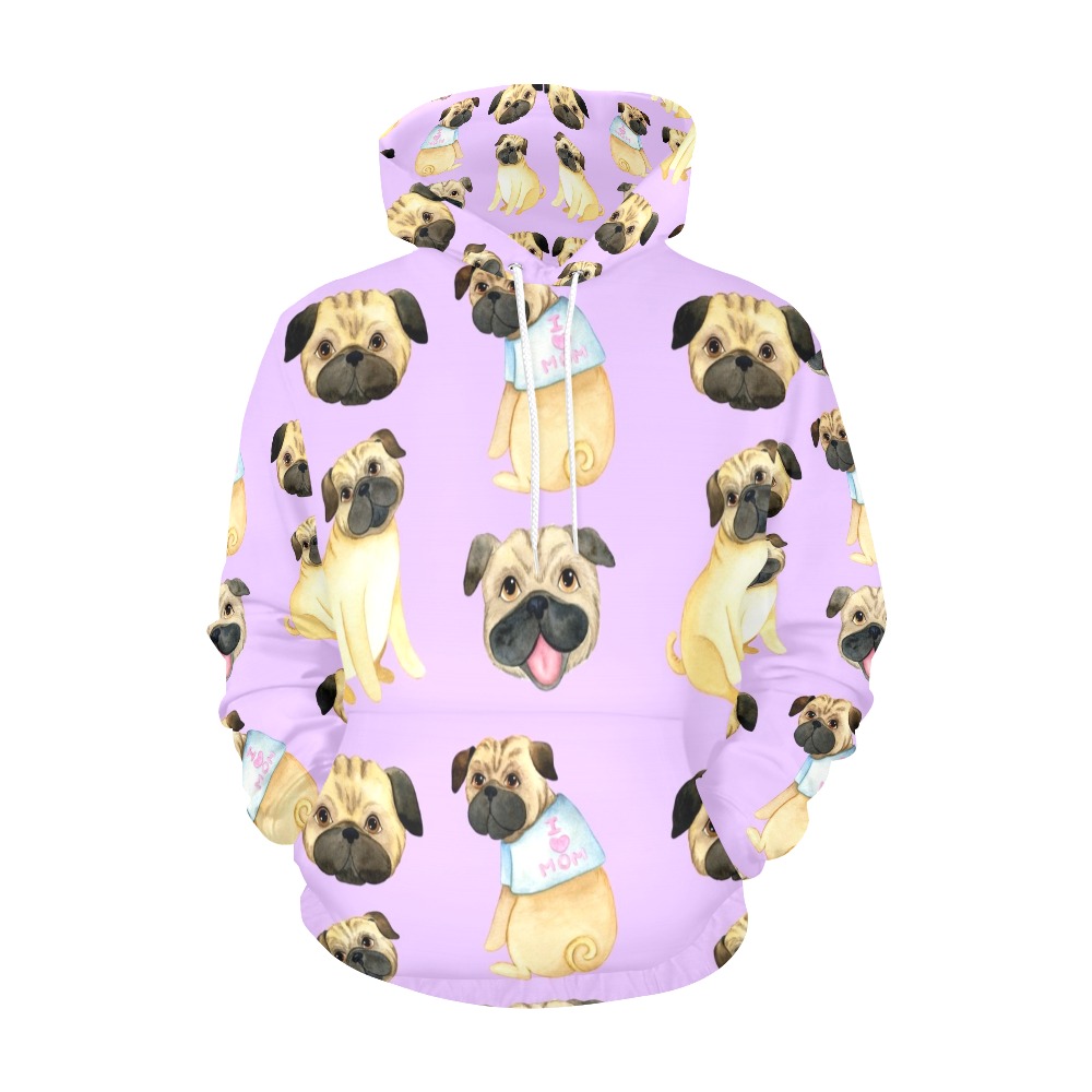 Sweet Pugs All Over Print Hoodie for Men (USA Size) (Model H13)