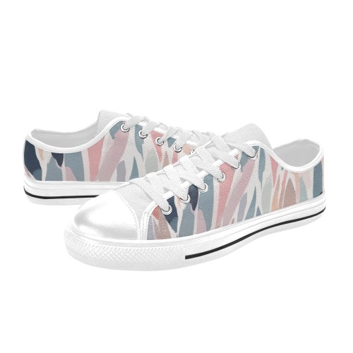 Stylish abstract shapes of pink, blue, gray colors Women's Classic Canvas Shoes (Model 018)
