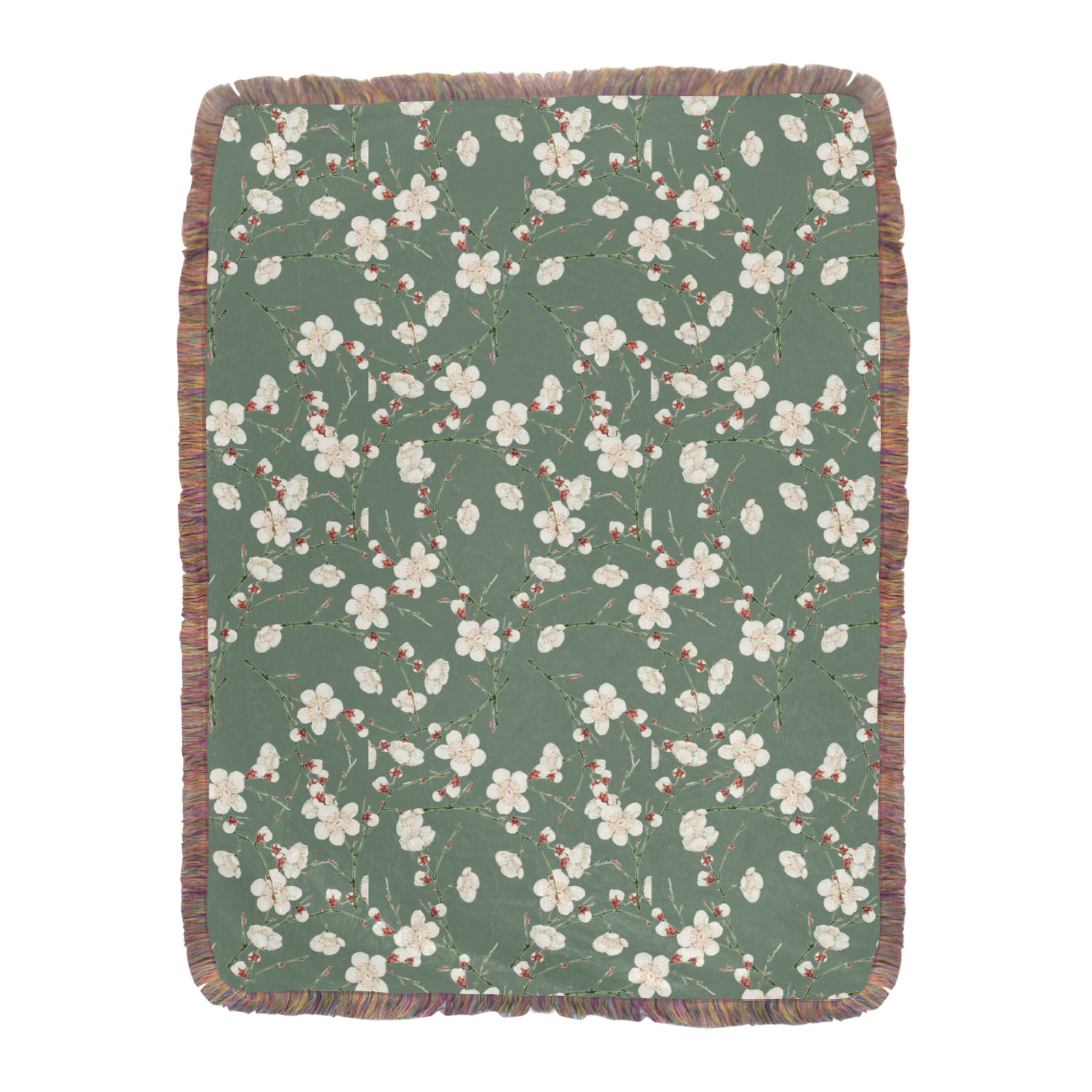 Sakura Ultra-Soft Fringe Blanket 60"x80" (Mixed Green)