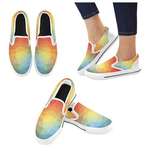 3d triangle w Slip-on Canvas Shoes for Kid (Model 019)