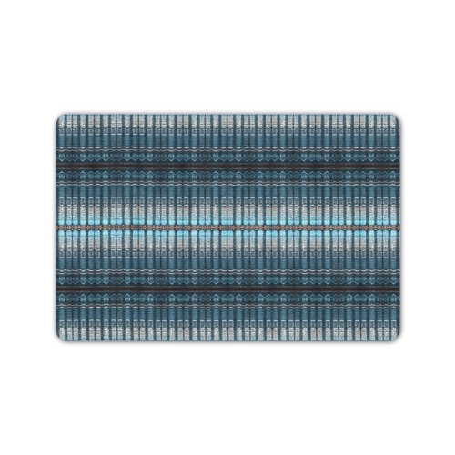 fabric pillar's, dark blue, repeating pattern Doormat 24"x16" (Black Base)