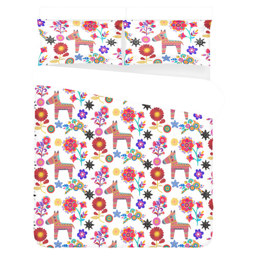 Alpaca Pinata and Flowers 3-Piece Bedding Set