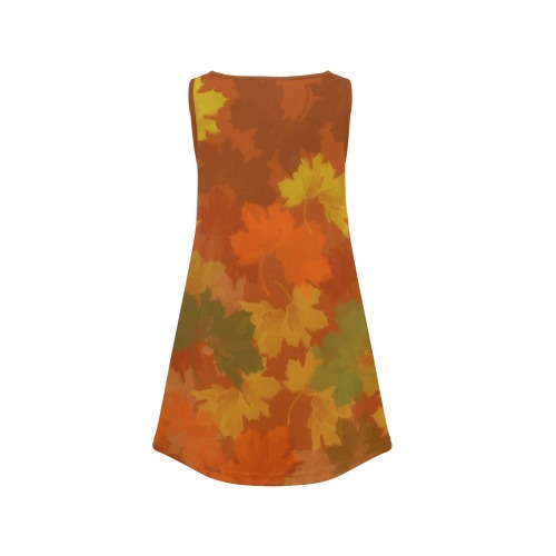 Fall Leaves / Autumn Leaves Girls' Sleeveless Dress (Model D58)