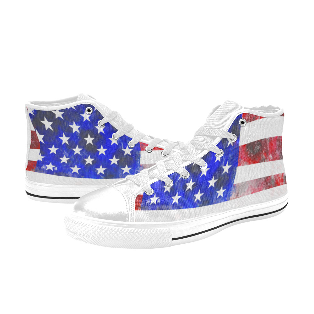 Extreme Grunge American Flag of the USA Men’s Classic High Top Canvas Shoes (Model 017)