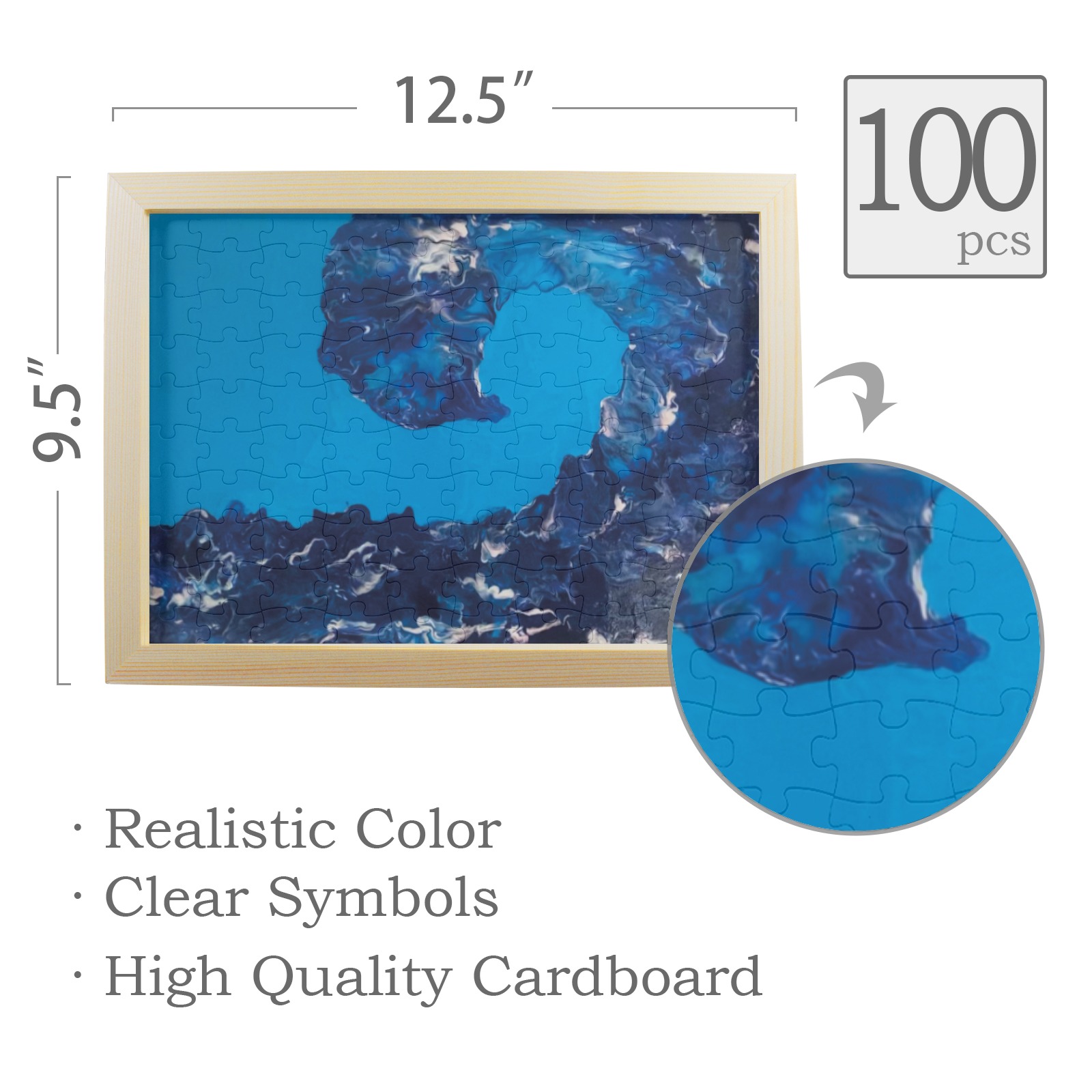 The Wave Large 100-Piece Puzzle Frame 12.5"x 9.5"