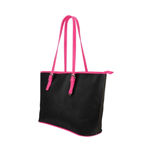 Black Pink Leather Tote Bag/Large (Model 1651)