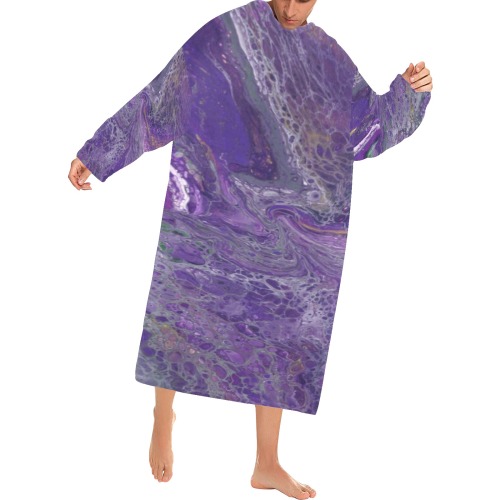 The Violet Storm Blanket Robe with Sleeves for Adults