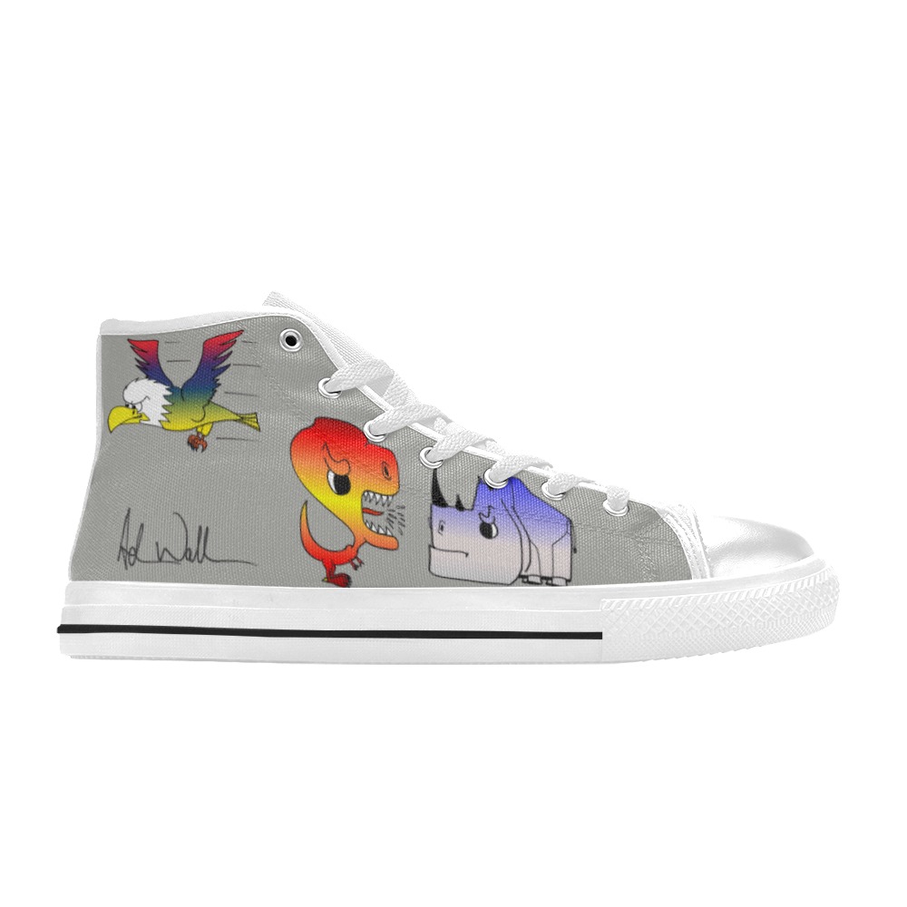 Women's Signed Adam Wallace Grey Shoes - Animals That Would Eat or Squish You! Women's Classic High Top Canvas Shoes (Model 017)
