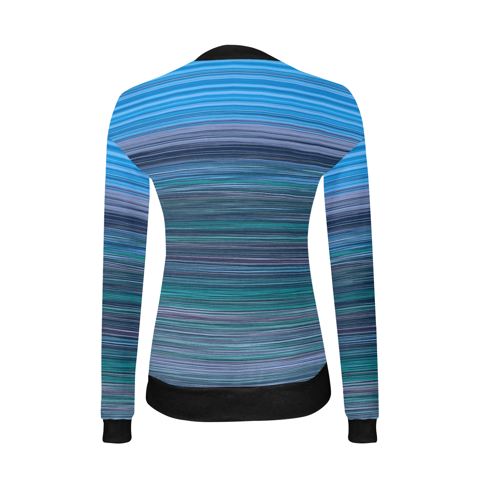 Abstract Blue Horizontal Stripes Women's All Over Print V-Neck Sweater (Model H48)