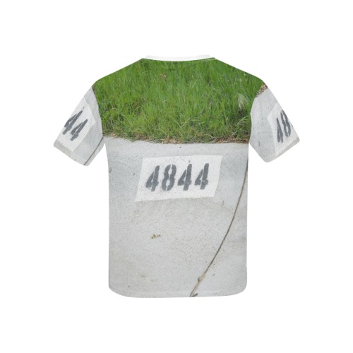 Street Number 4844 with white collar Kids' Mesh Cloth T-Shirt with Solid Color Neck (Model T40)
