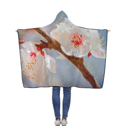 Japanese apricot flowers. Enjoy Hanami season. Flannel Hooded Blanket 40''x50''