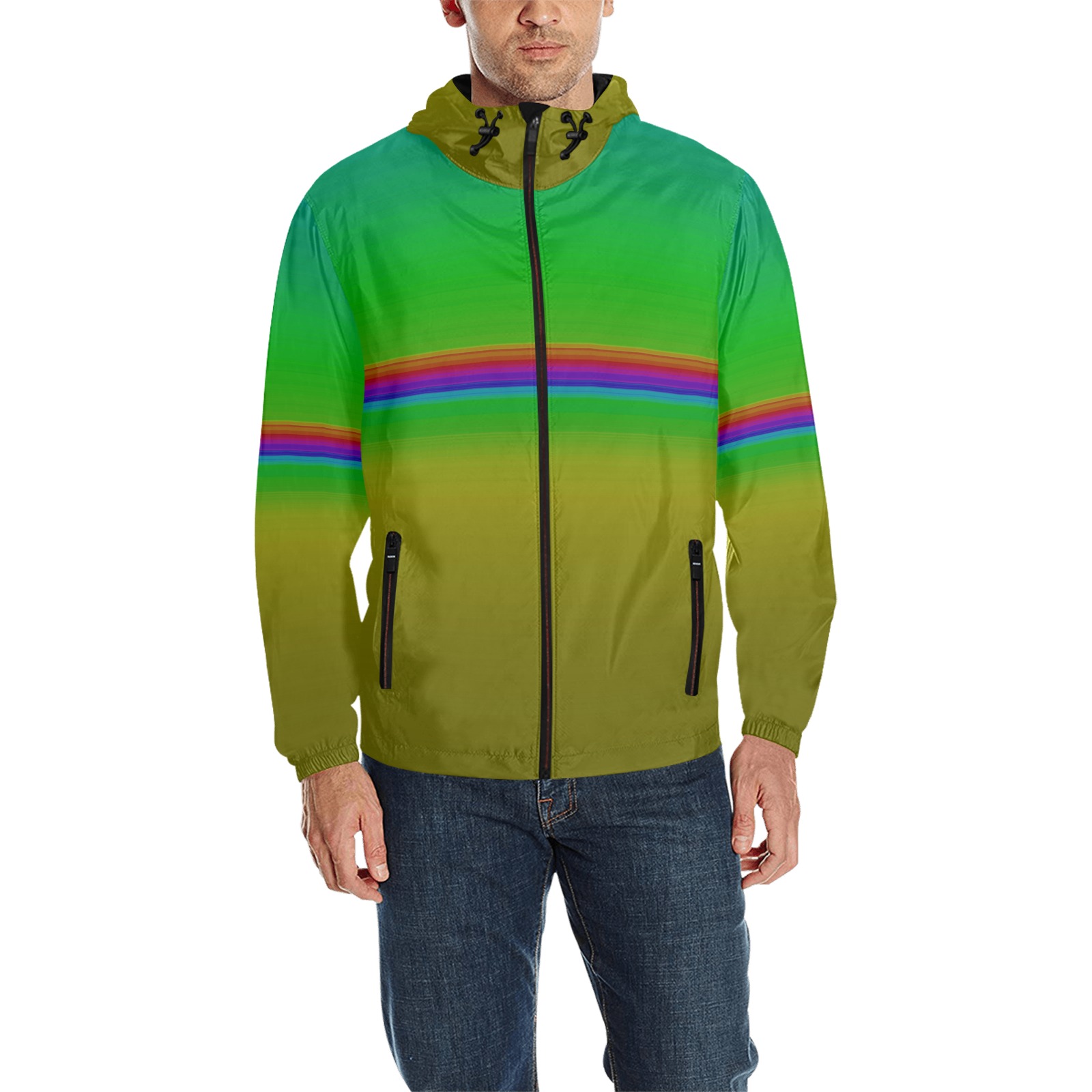 rainbow colours All Over Print Quilted Windbreaker for Men (Model H35)