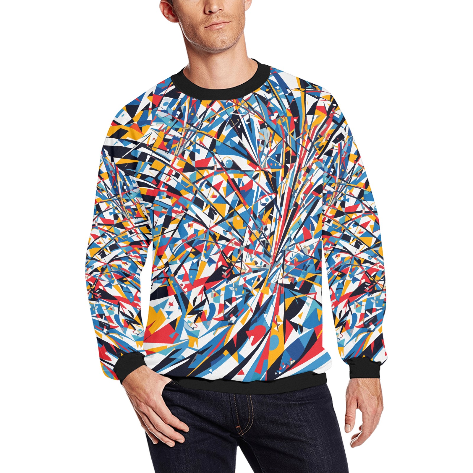 Futuristic abstract art of chic geometric shapes. Men's Oversized Fleece Crew Sweatshirt (Model H18)