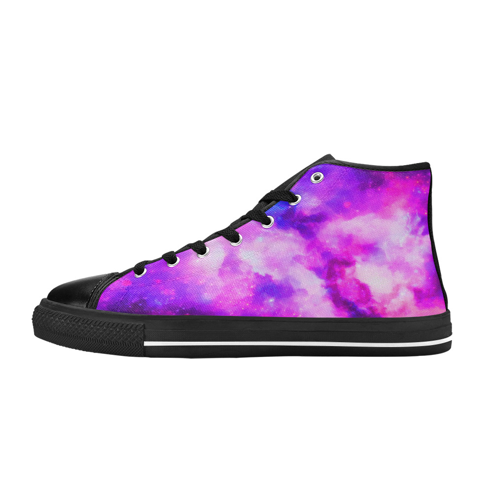 Watercolor Universe Galaxy Space Painting Men’s Classic High Top Canvas Shoes (Model 017)