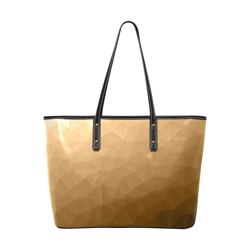 Brown gradient geometric mesh pattern Chic Leather Tote Bag (Model 1709)