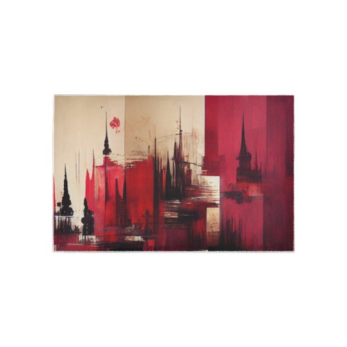 graffiti buildings red and cream 1 Area Rug 5'x3'3''
