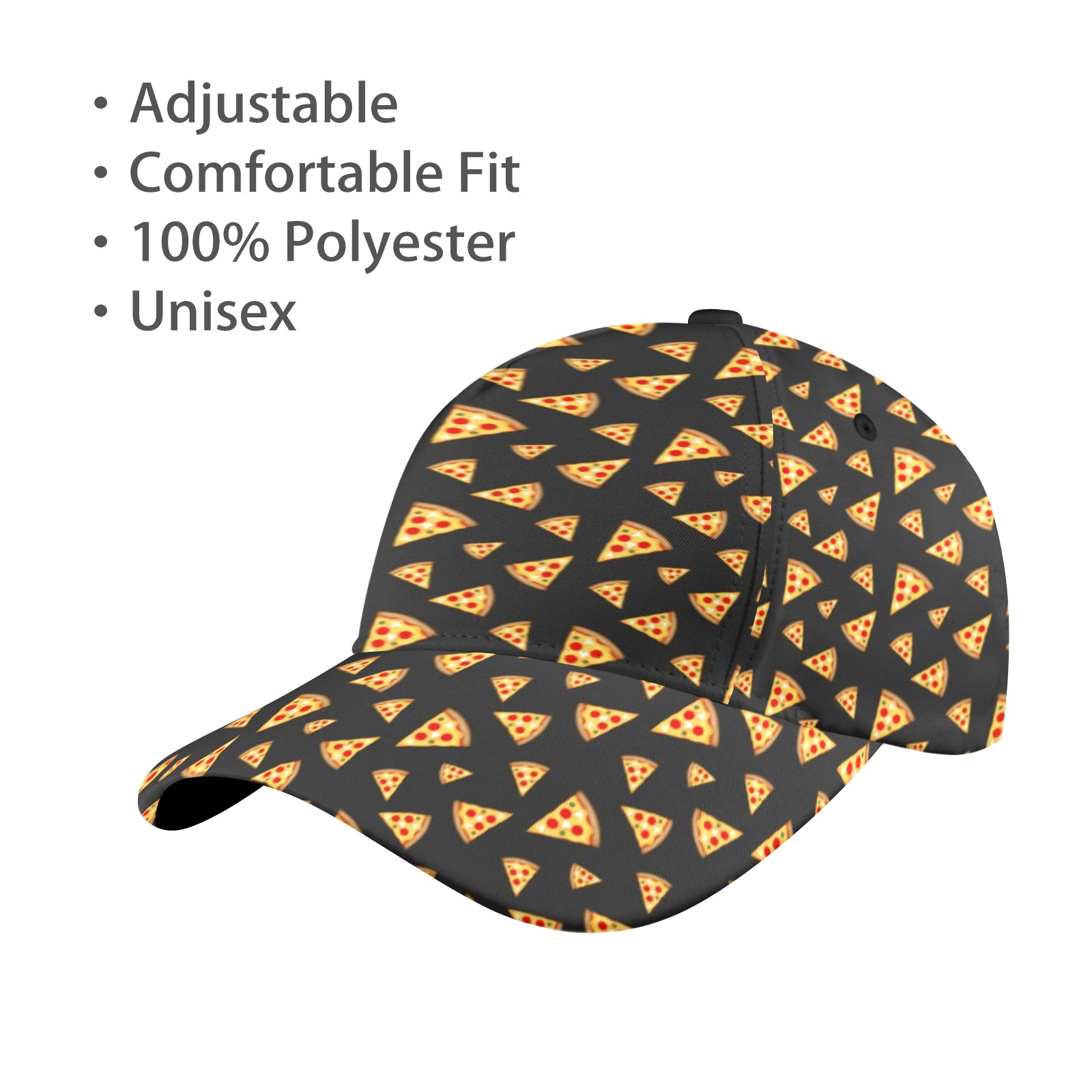 Cool and fun pizza slices dark gray pattern All Over Print Dad Cap