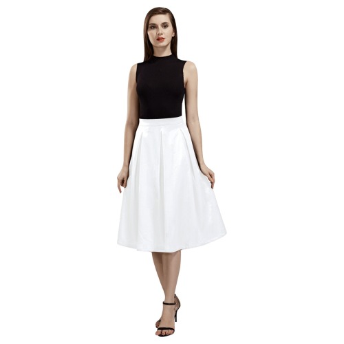 white Crepe Dress Mnemosyne Women's Crepe Skirt (Model D16)