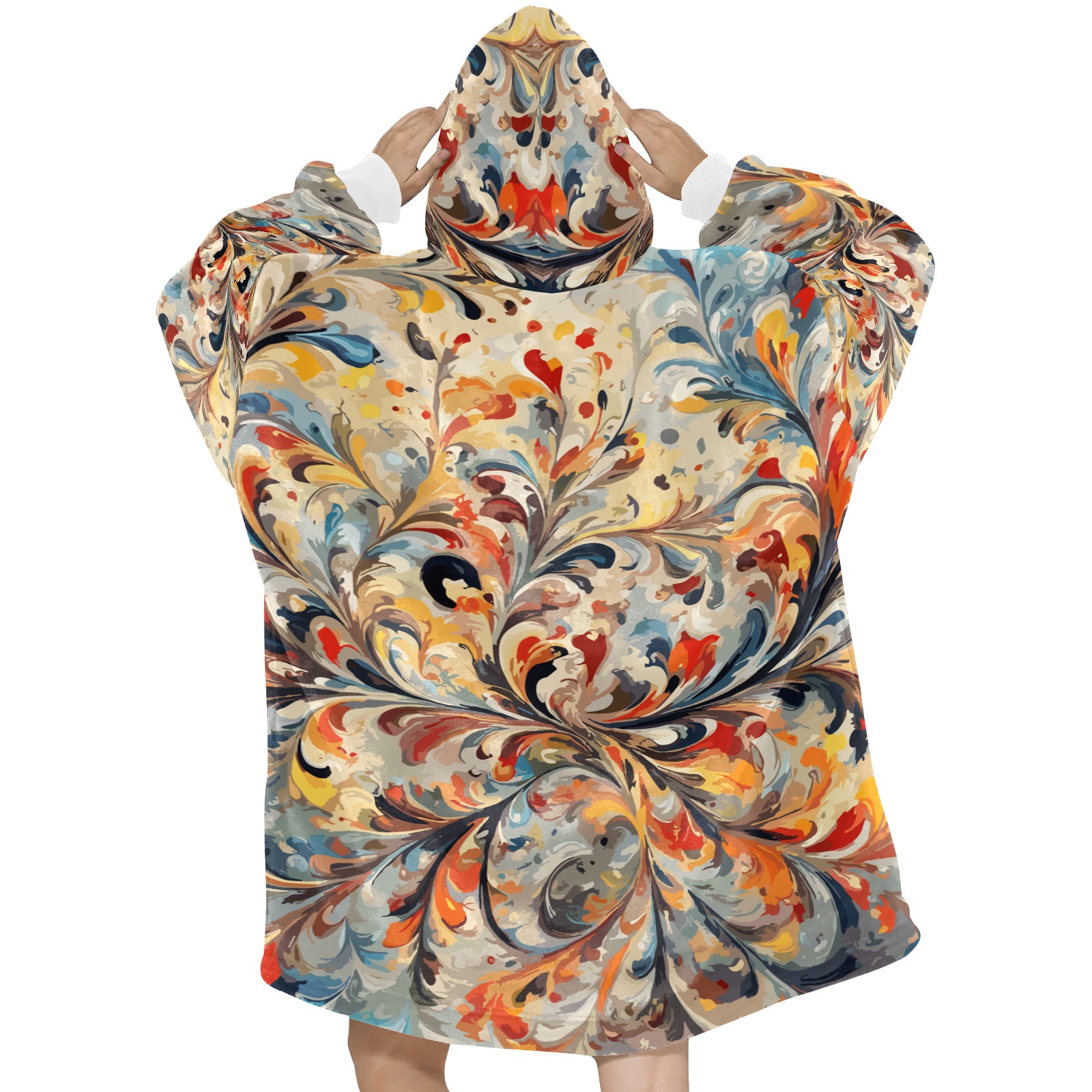 Stylish floral ornament. Beautiful colorful art Blanket Hoodie for Women