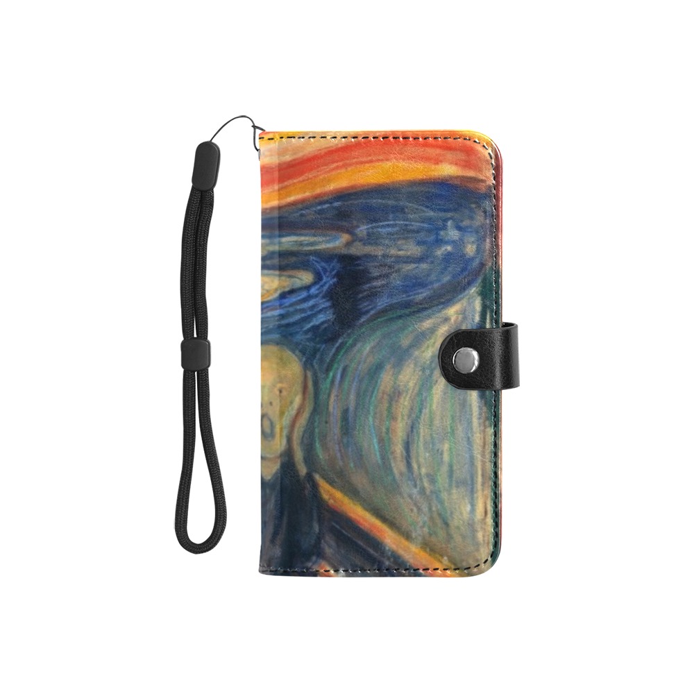 Edvard Munch-The scream Flip Leather Purse for Mobile Phone/Small (Model 1704)