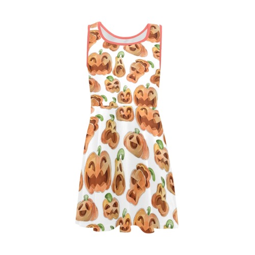 Funny Freaky Pumpkins Girls' Sleeveless Sundress (Model D56)