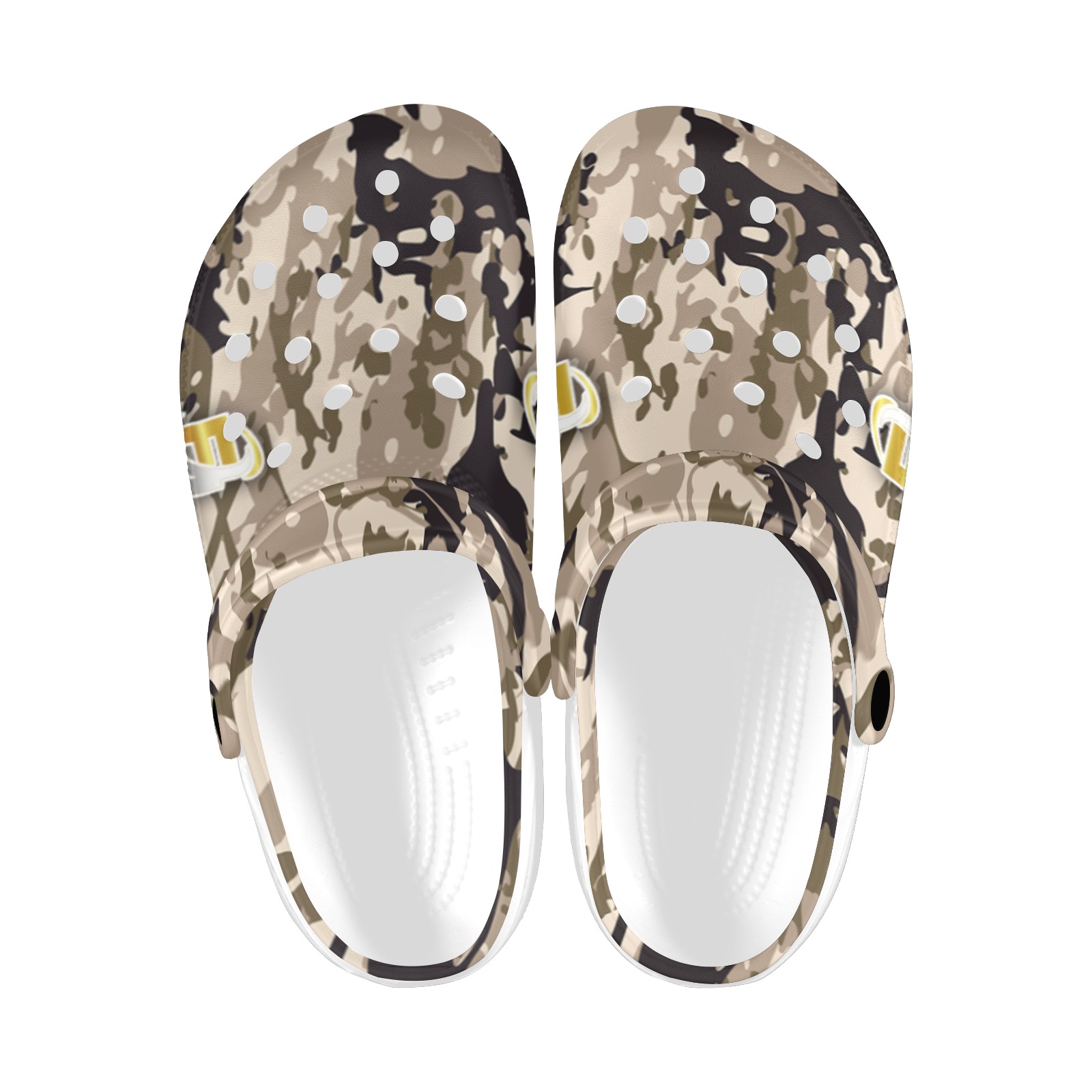 Camouflage Leaves Custom Print Foam Clogs for Adults