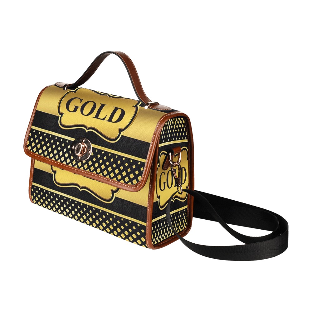 gold Waterproof Canvas Bag/All Over Print (Model 1641)
