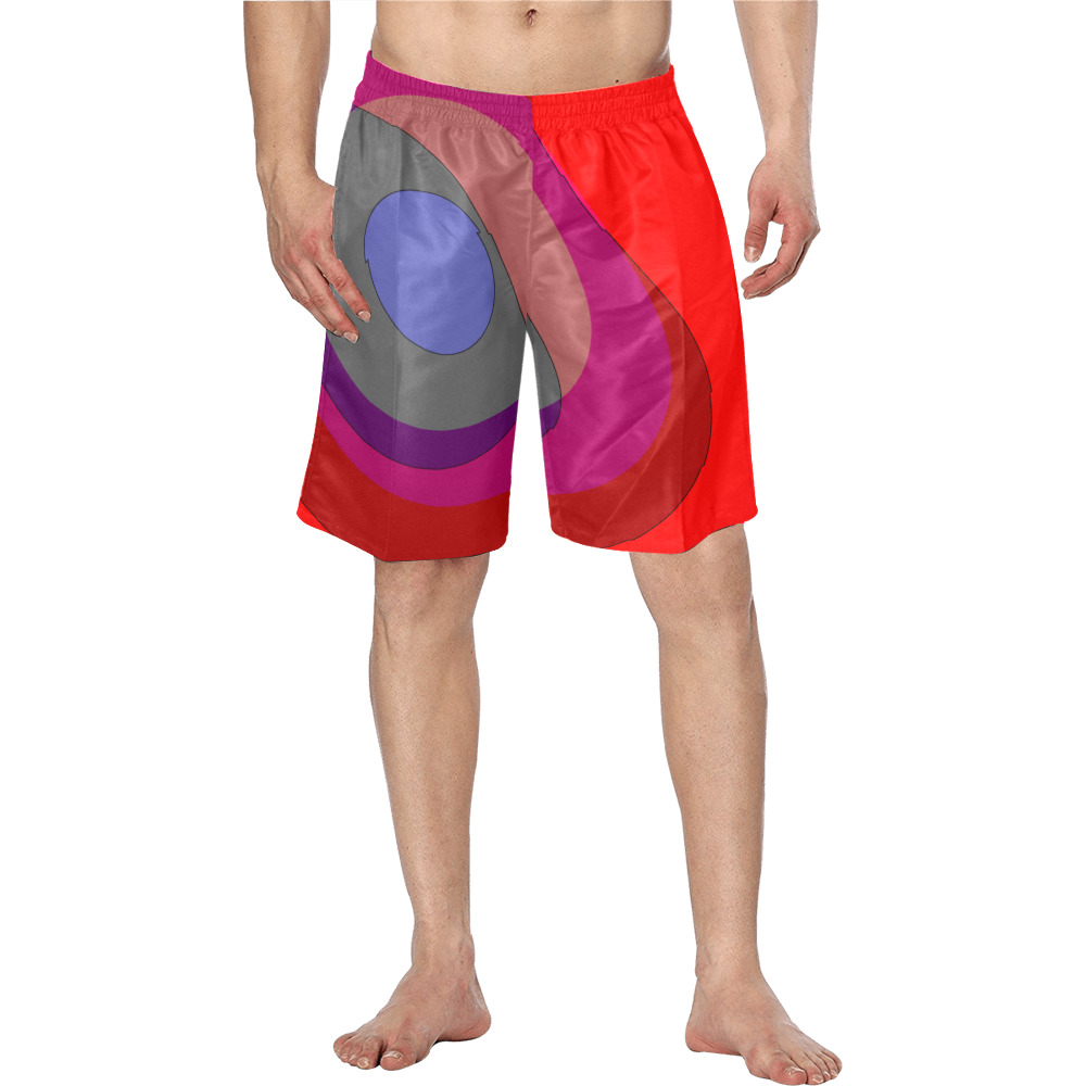 Red Abstract 714 Men's Swim Trunk (Model L21)