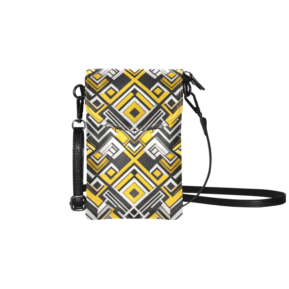 black white yellow pattern Small Cell Phone Purse (Model 1711)