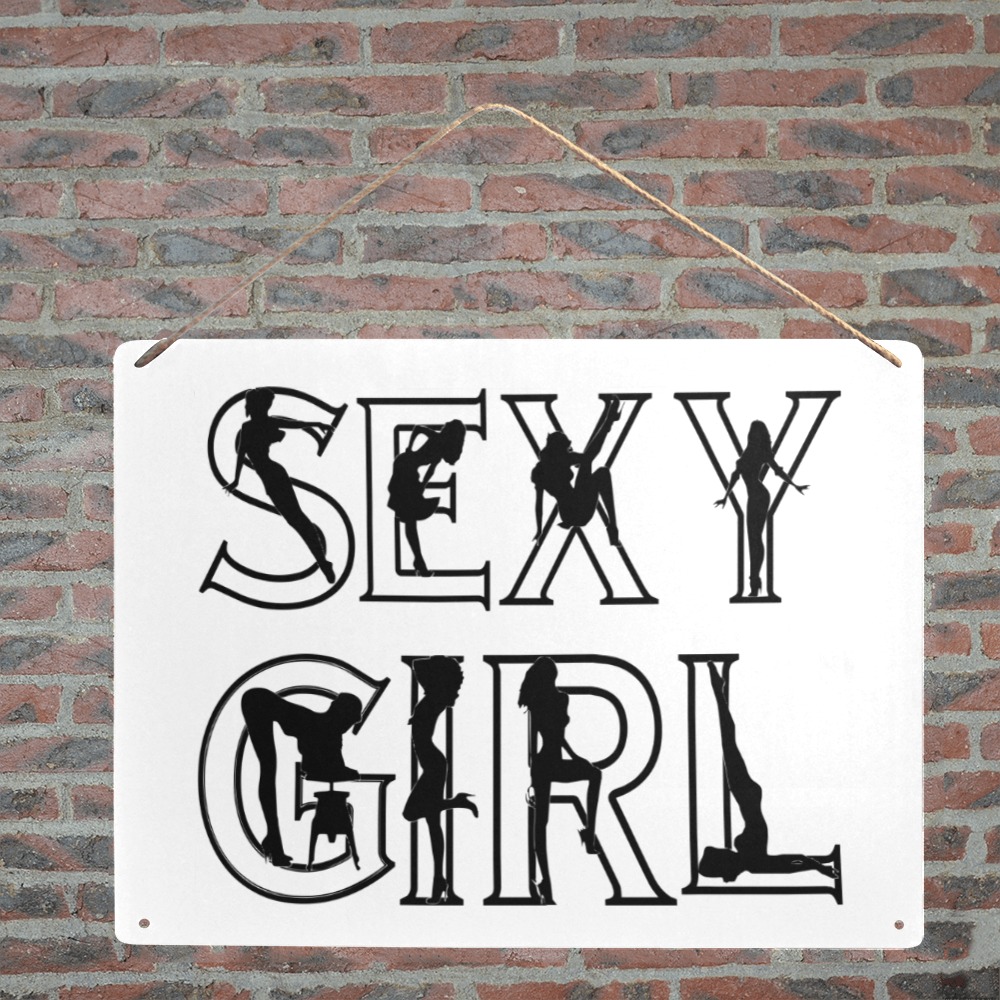 Sexy girl funny black text and women silhouettes. Metal Tin Sign 12"x8"